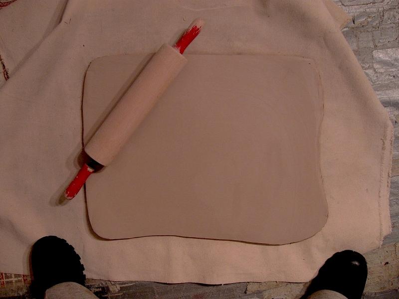 clay slab and rolling pin